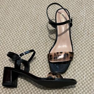 NWOB - Cato Black Patent & Leopard Sandal